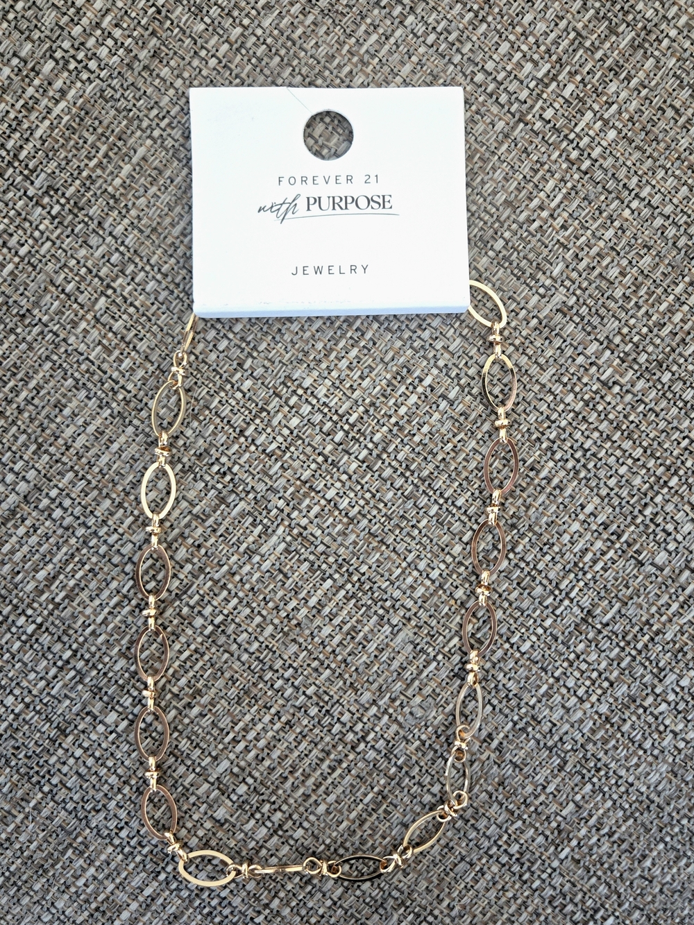 Forever 21 Gold Tone Oval Link Necklace New With Tags Statement Chain